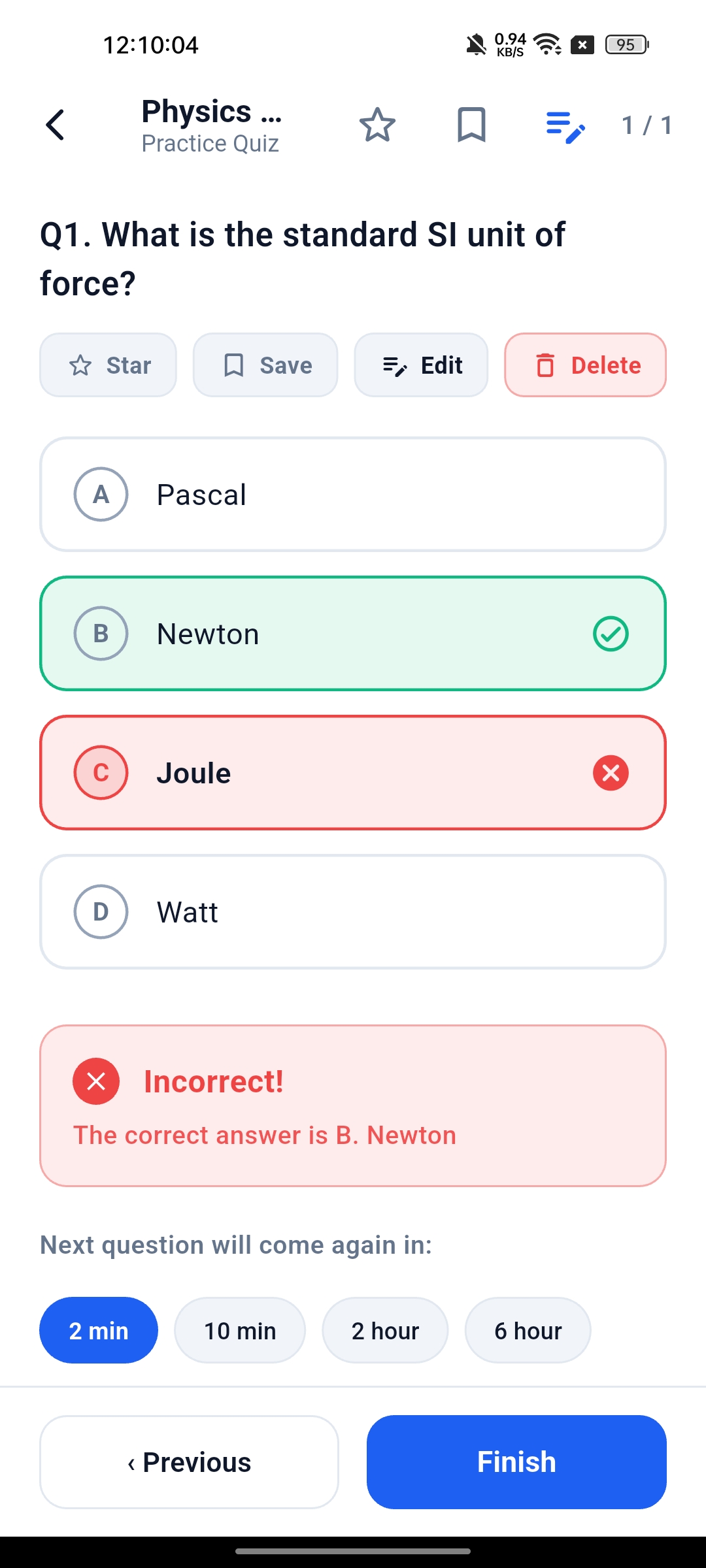 Interactive Quiz: Instant Color-Coded Feedback & Spaced Recall Intervals